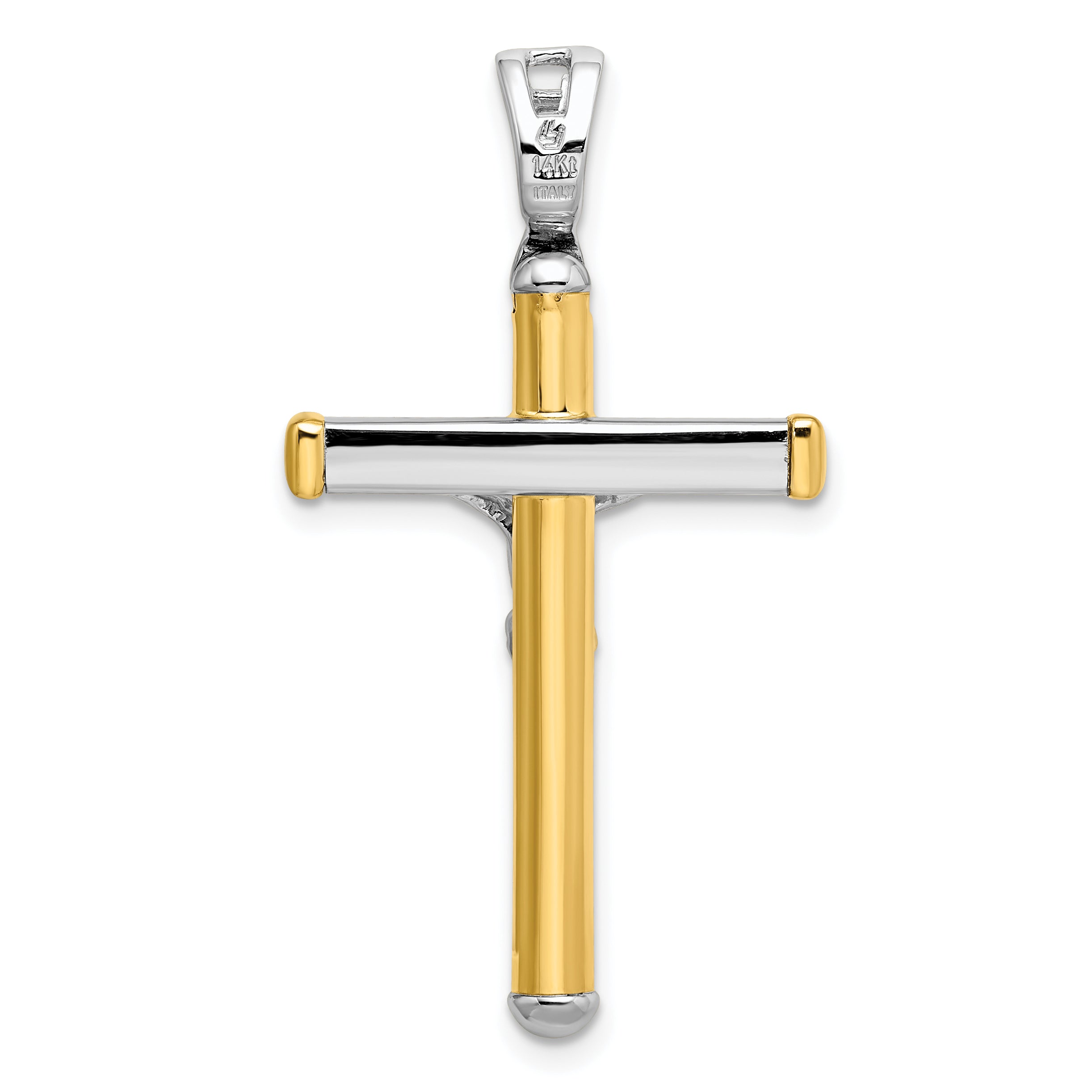 14K Two-tone Polished Crucifix Pendant