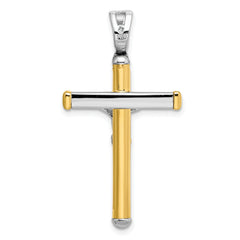 14K Two-tone Polished Crucifix Pendant