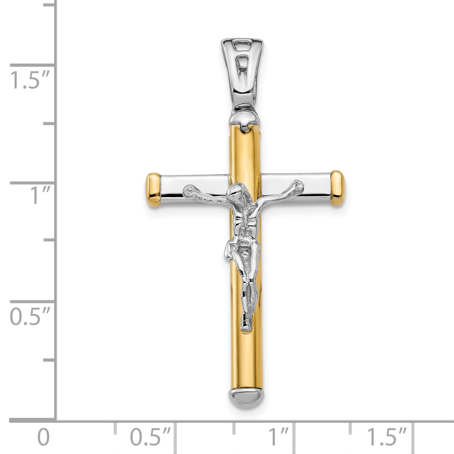 14K Two-tone Polished Crucifix Pendant