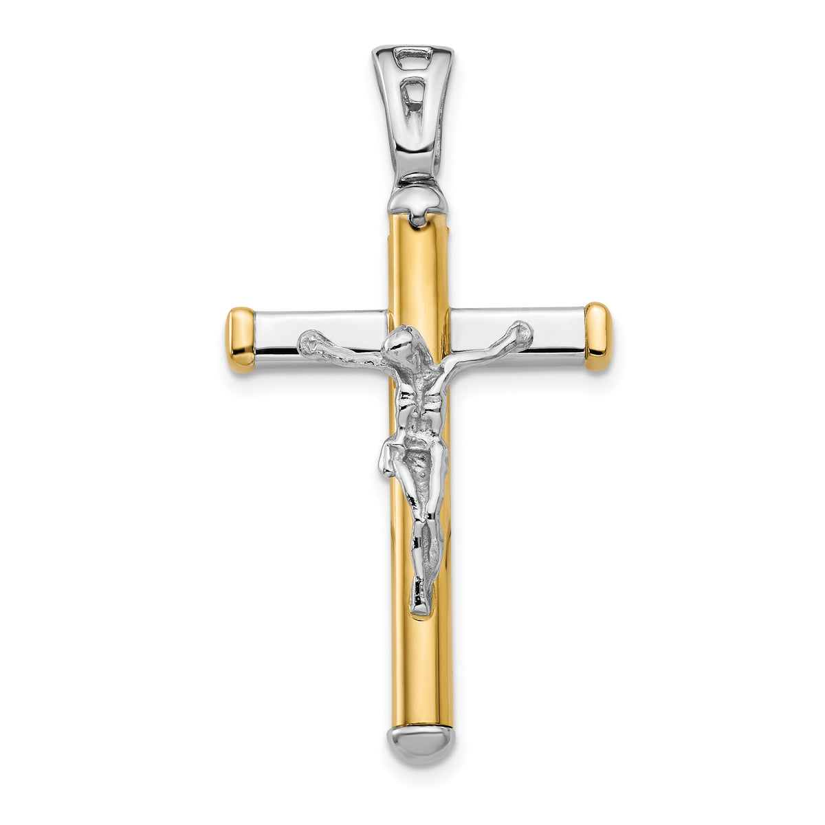 14K Two-tone Polished Crucifix Pendant