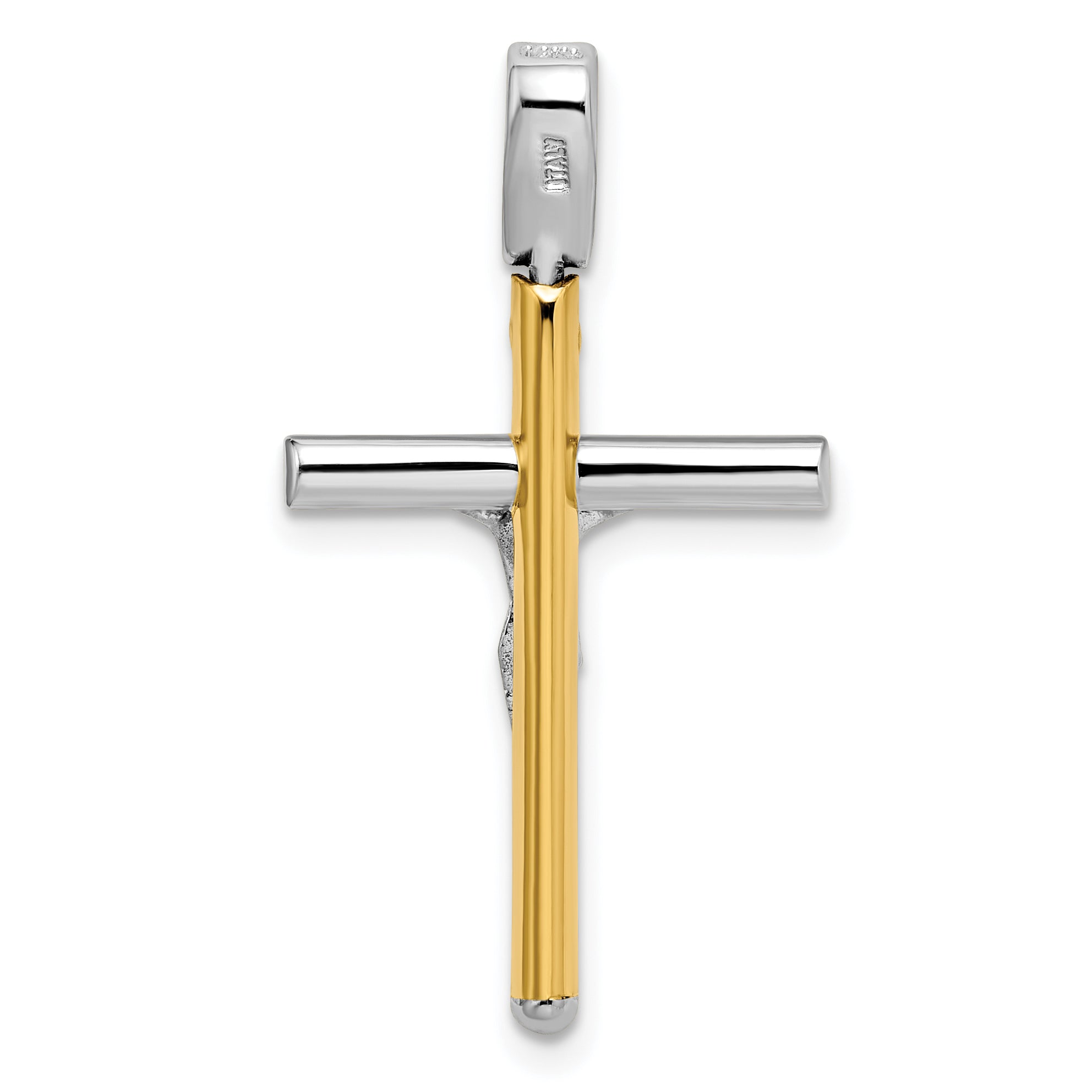 14K Two-tone Polished Crucifix Pendant