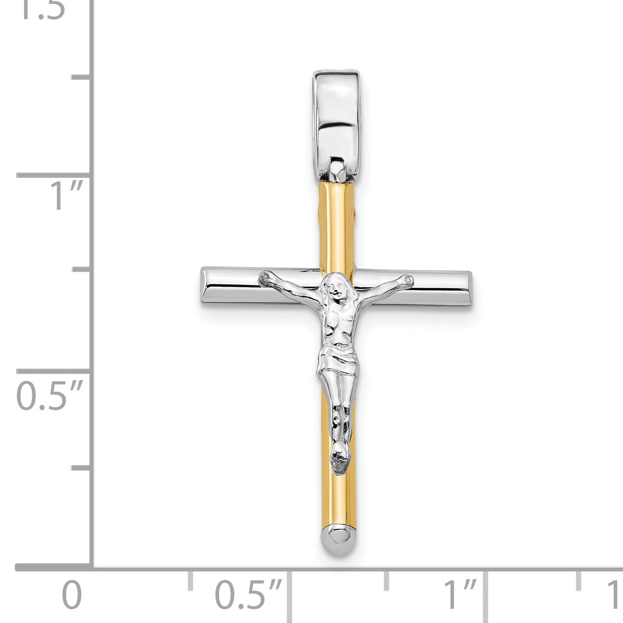 14K Two-tone Polished Crucifix Pendant