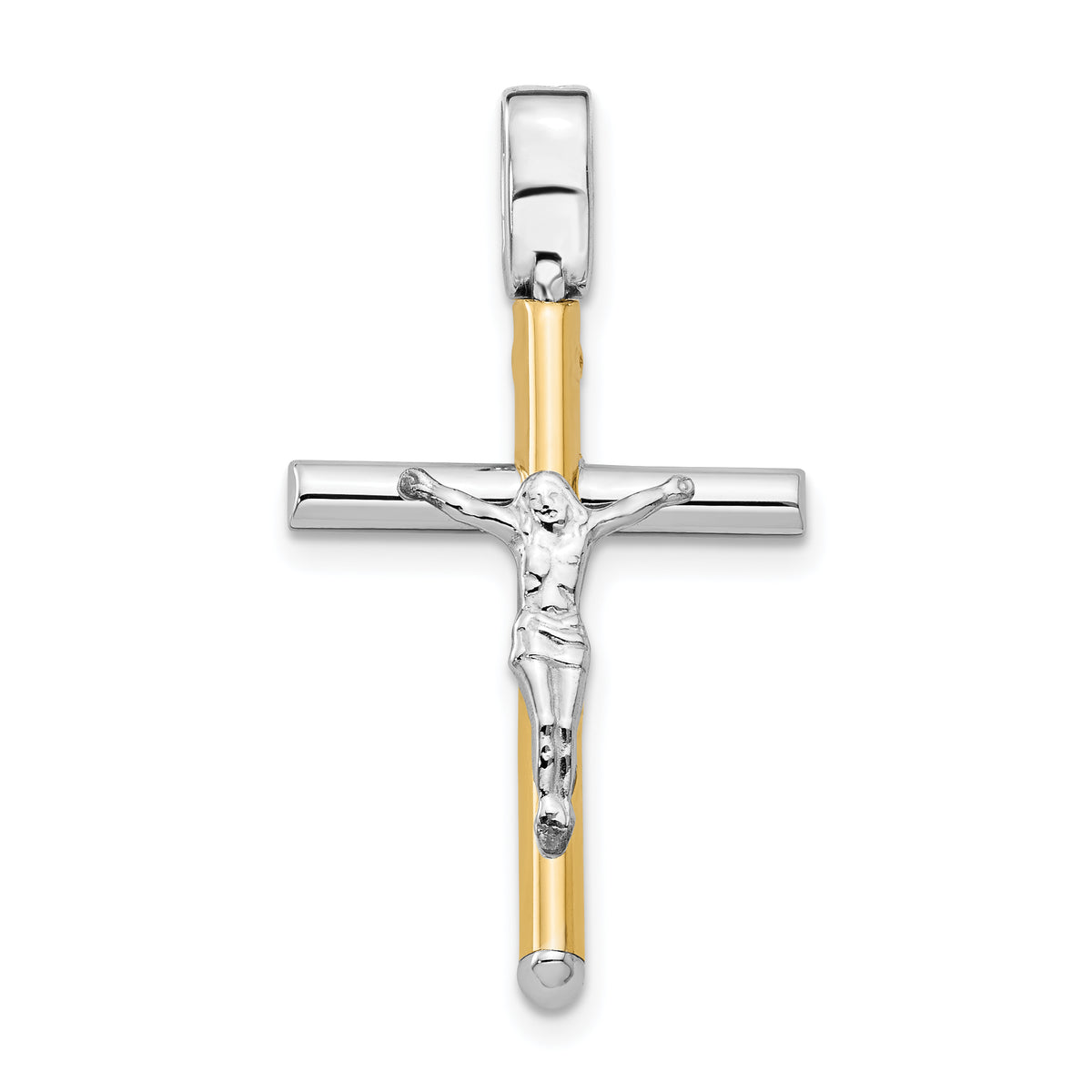 14K Two-tone Polished Crucifix Pendant