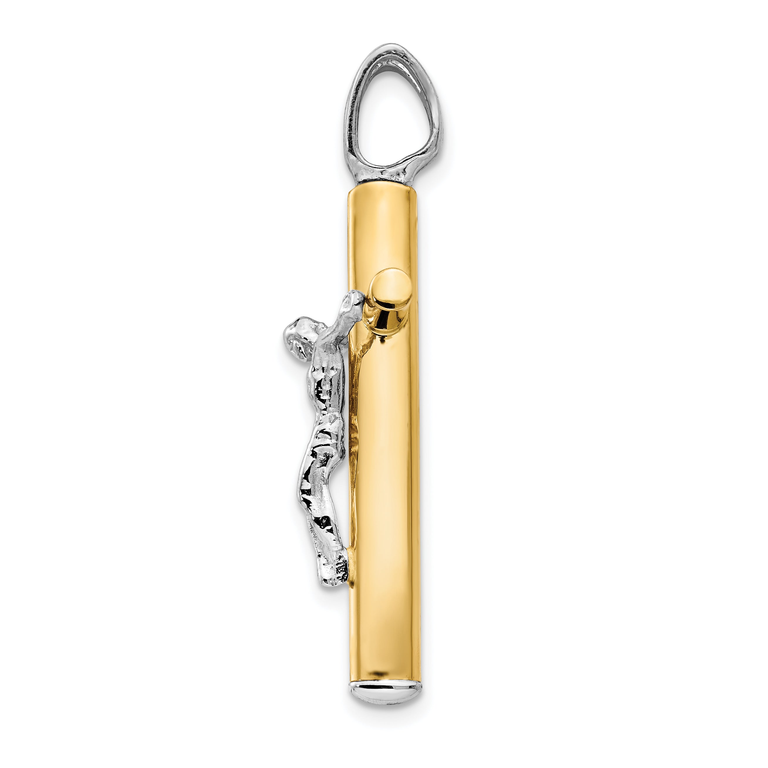 14K Two-tone Polished Crucifix Pendant