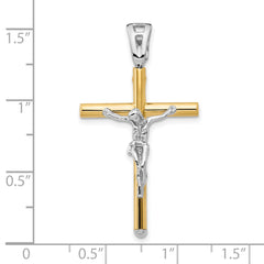 14K Two-tone Polished Crucifix Pendant