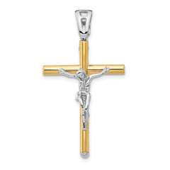 14K Two-tone Polished Crucifix Pendant