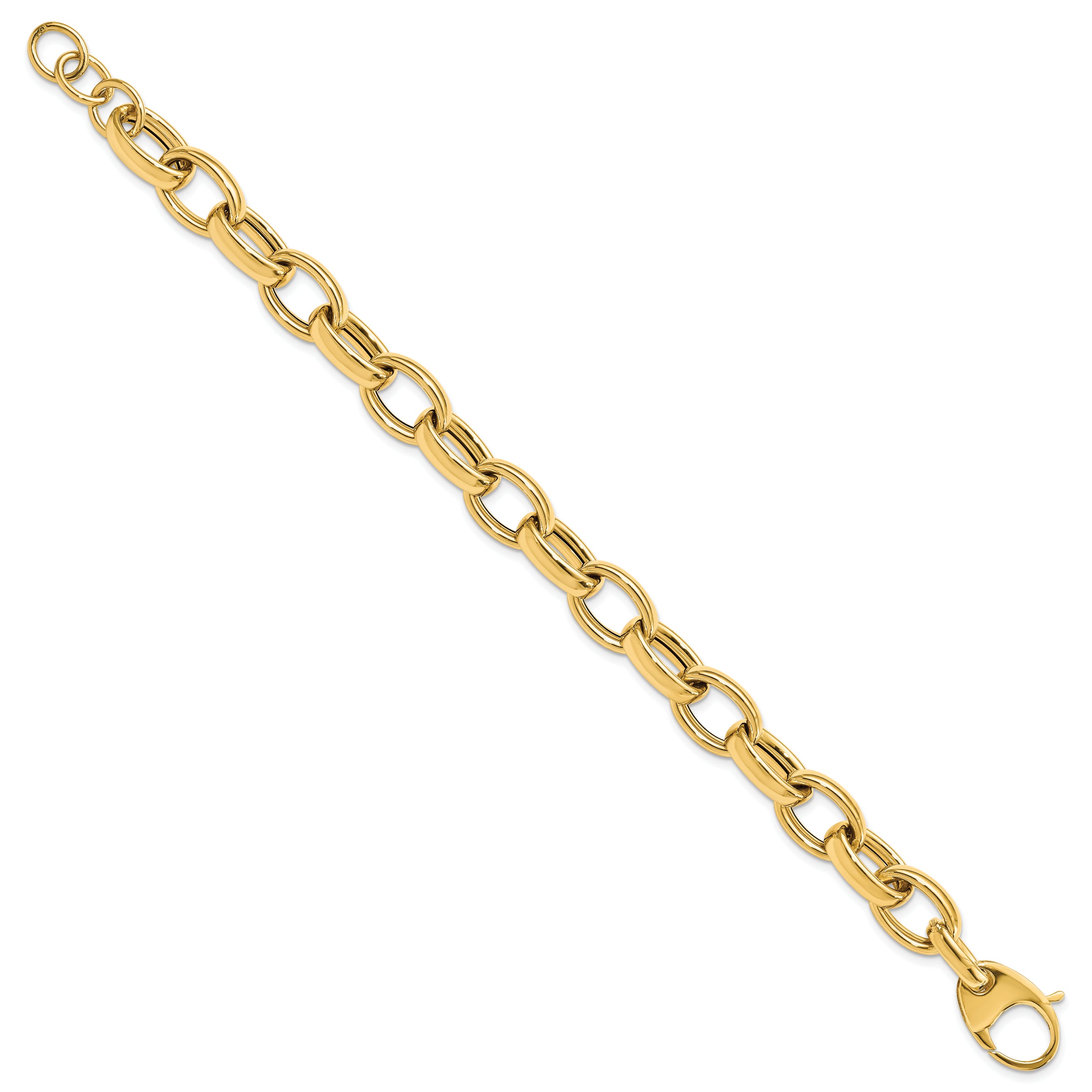 14K Polished Fancy Link 8in w/.5 ext. Bracelet