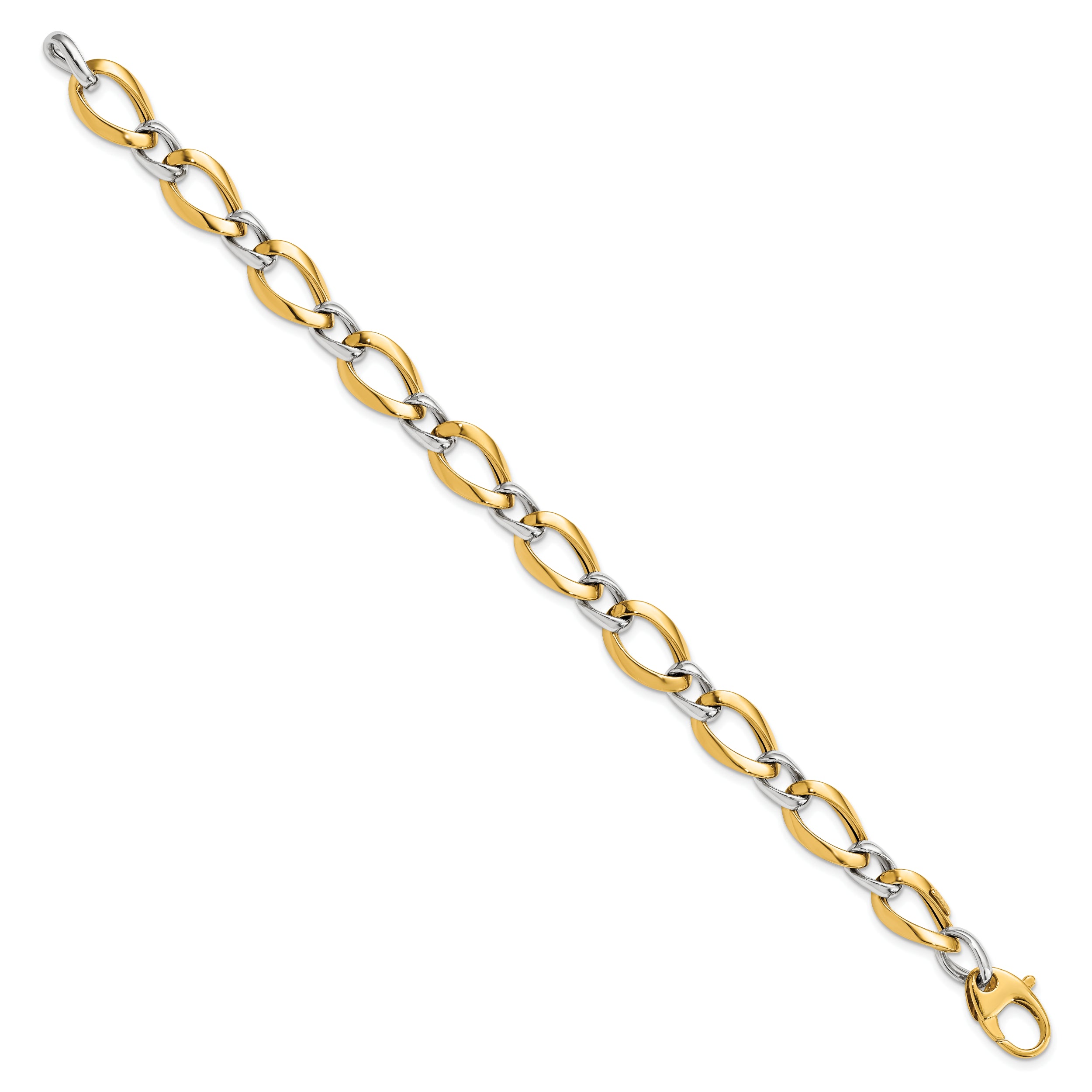14K Two-tone Polished Fancy Link Bracelet