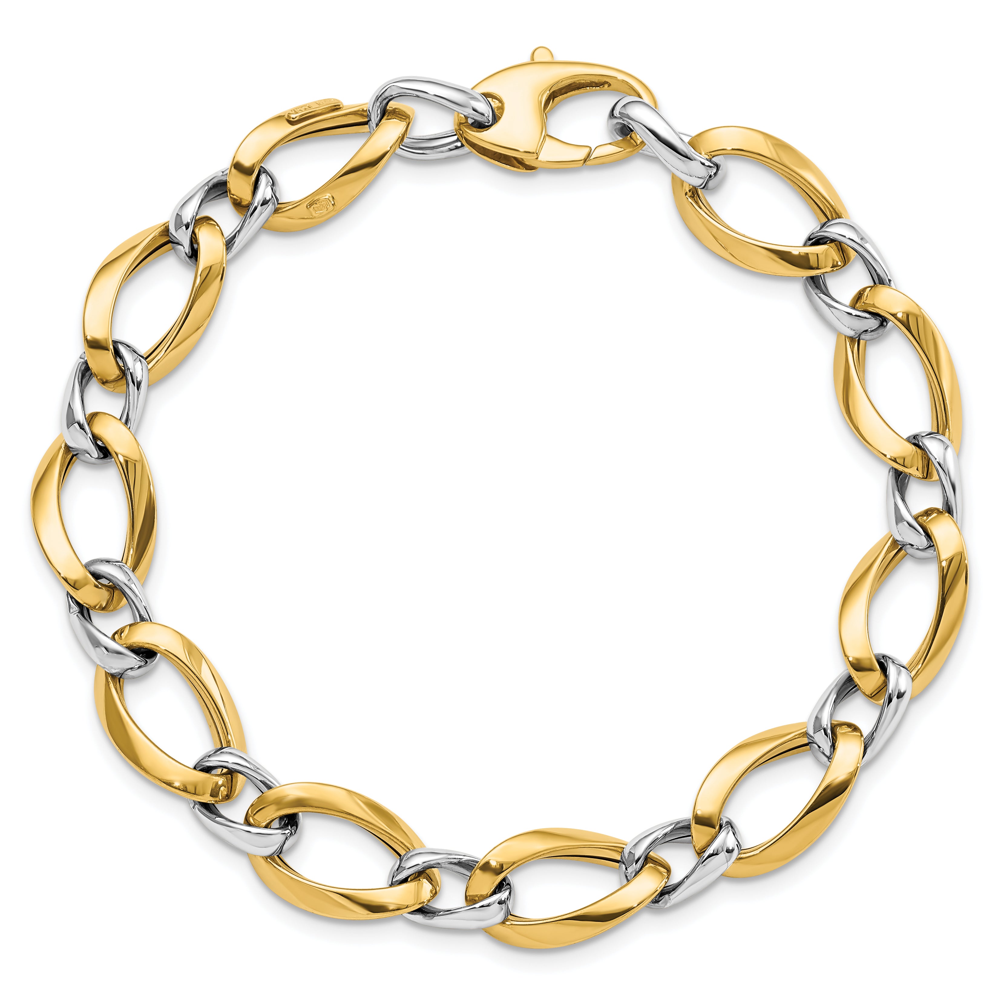 14K Two-tone Polished Fancy Link Bracelet