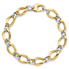 14K Two-tone Polished Fancy Link Bracelet