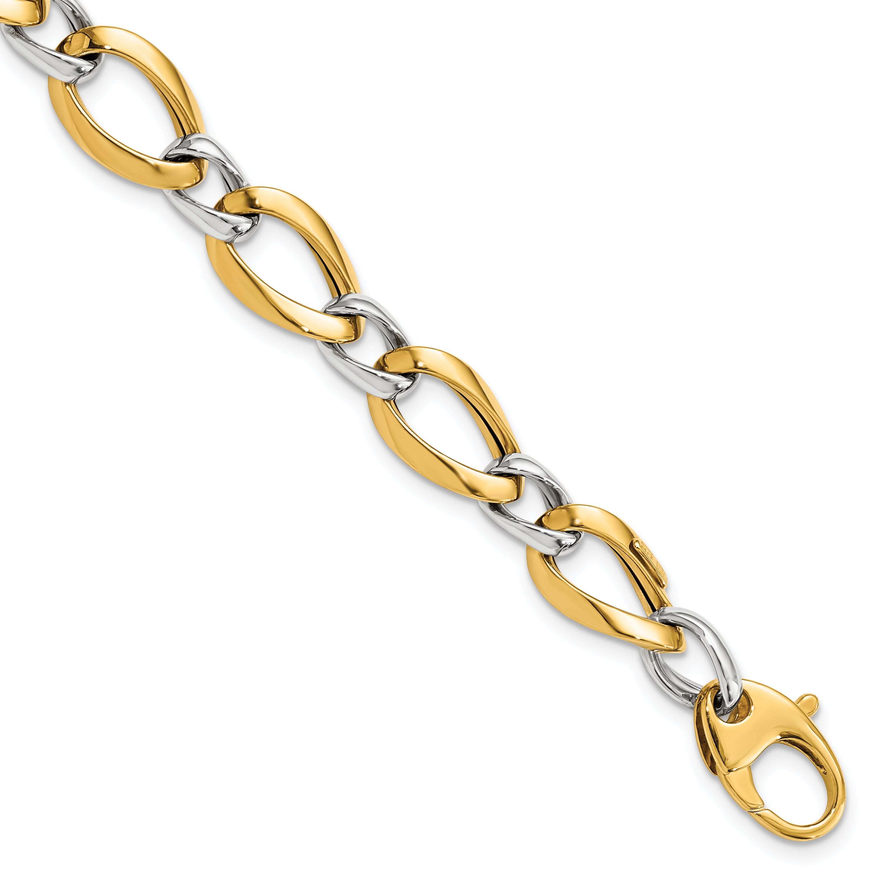 14K Two-tone Polished Fancy Link Bracelet