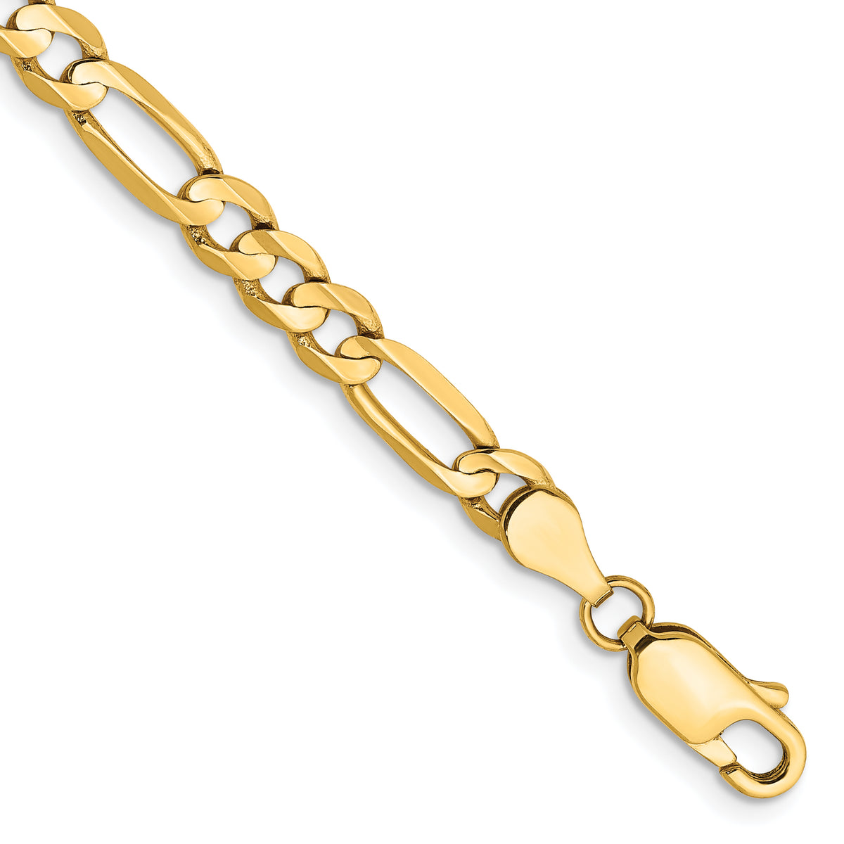 14K 8 inch 4.5mm Concave Open Figaro with Lobster Clasp Bracelet