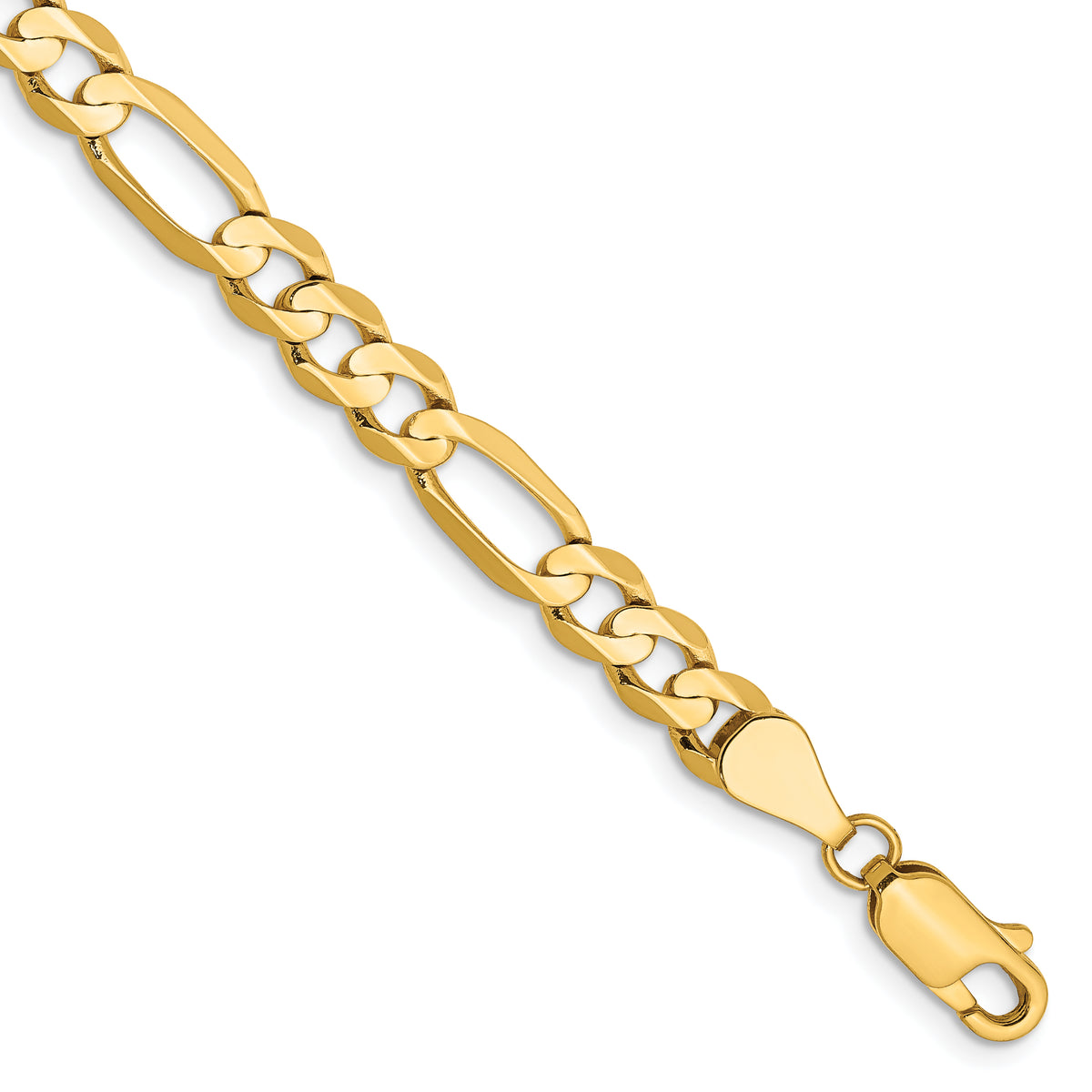 14K 9 inch 5.5mm Concave Open Figaro with Lobster Clasp Chain