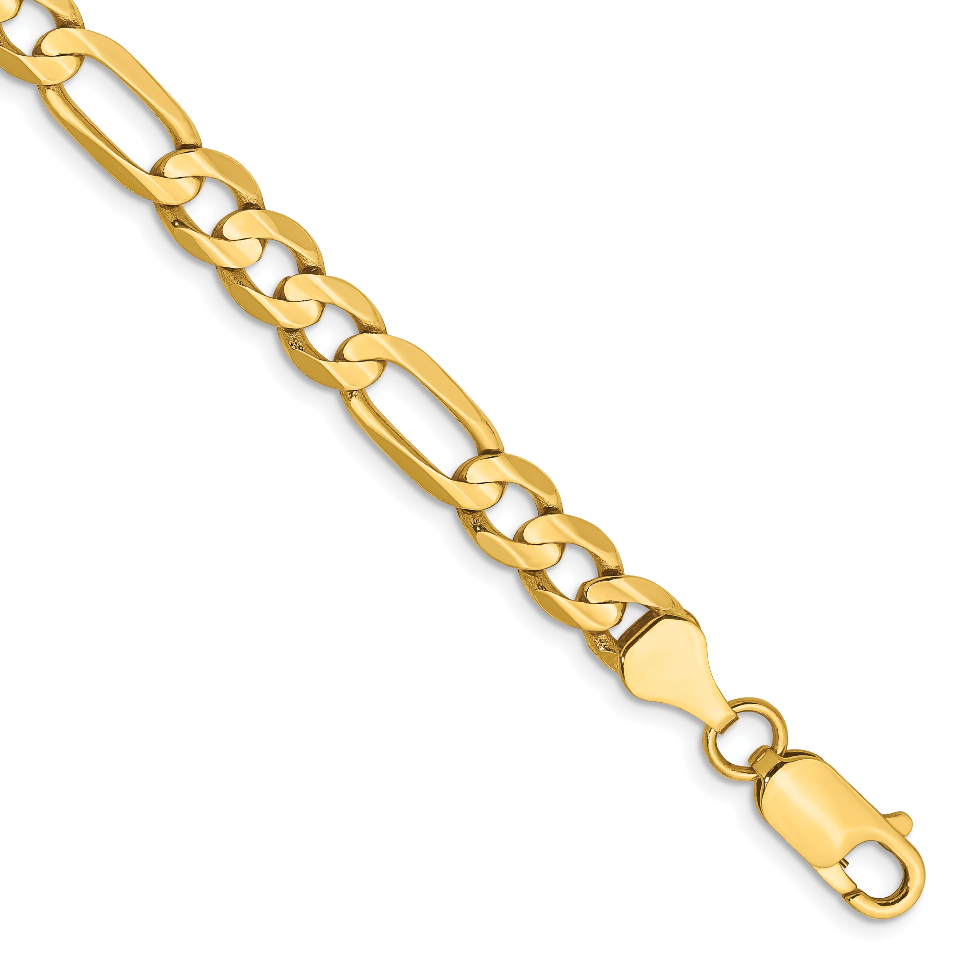 14K 9 inch 6mm Concave Open Figaro with Lobster Clasp Chain