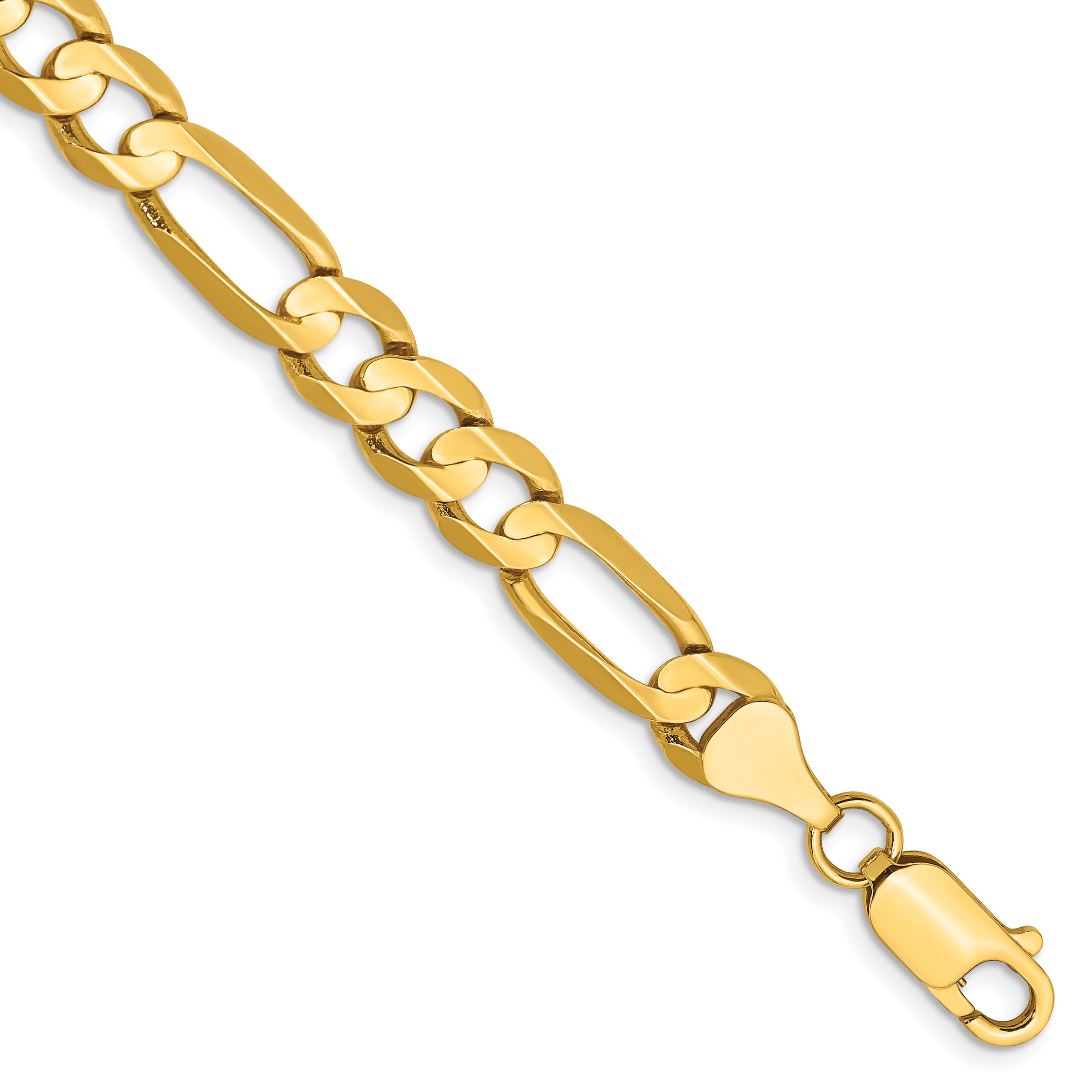 14K 9 inch 6.75mm Concave Open Figaro with Lobster Clasp Chain