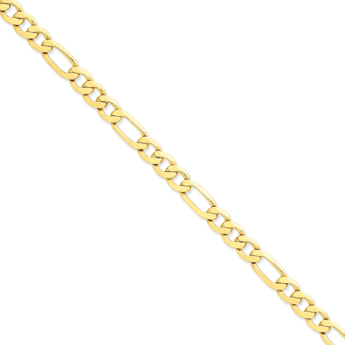 14K 8 inch 8.75mm Concave Open Figaro with Lobster Clasp Bracelet