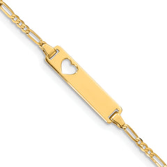 14k Cut-out Heart Figaro Link ID Bracelet