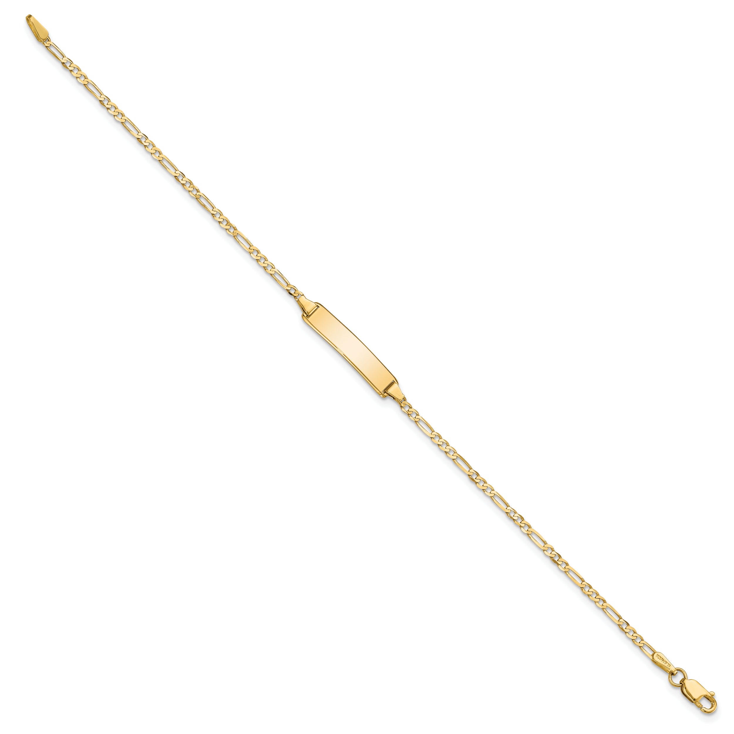 14k Flat Figaro Link ID Bracelet