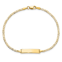 14k Flat Figaro Link ID Bracelet