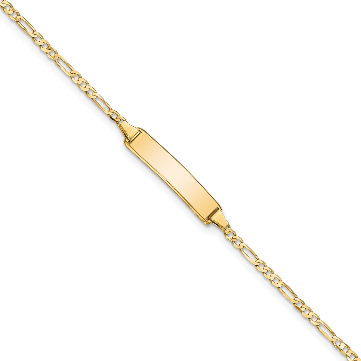 14k Flat Figaro Link ID Bracelet