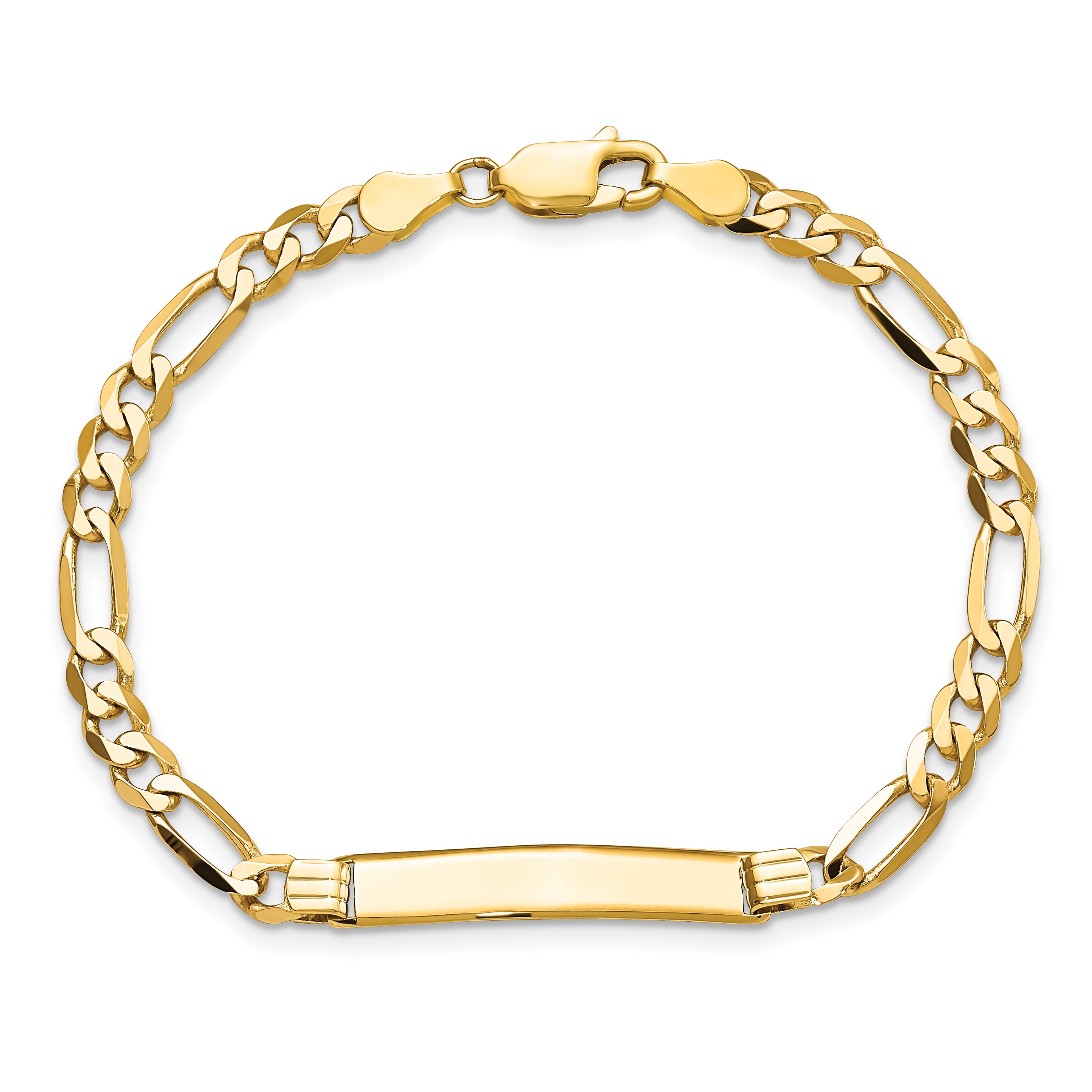 14k Flat Figaro Link ID Bracelet