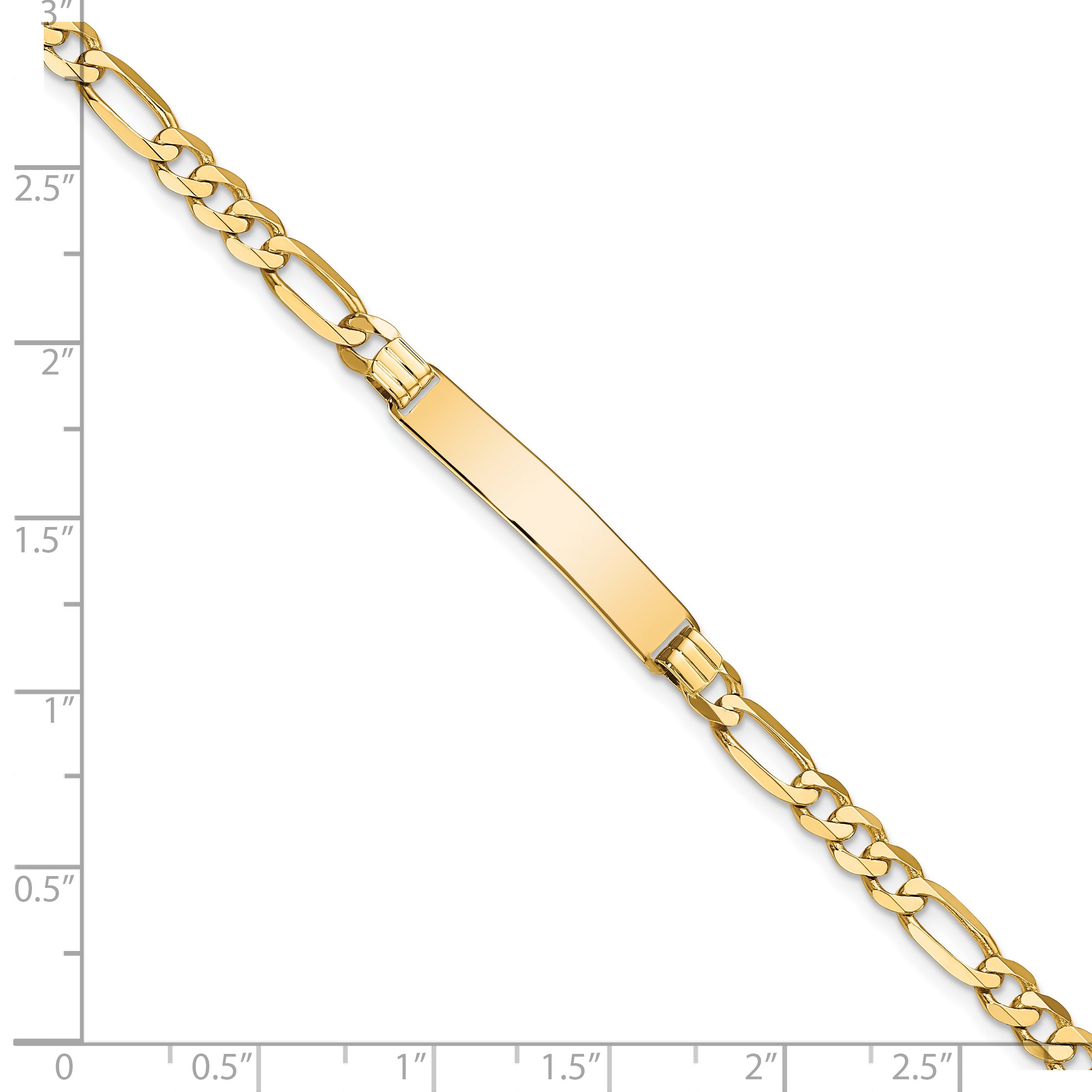 14k Flat Figaro Link ID Bracelet