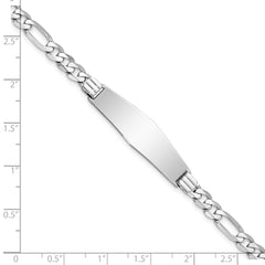 14k WG Figaro Link Soft Diamond Shape ID Bracelet