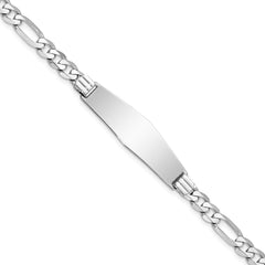 14k WG Figaro Link Soft Diamond Shape ID Bracelet