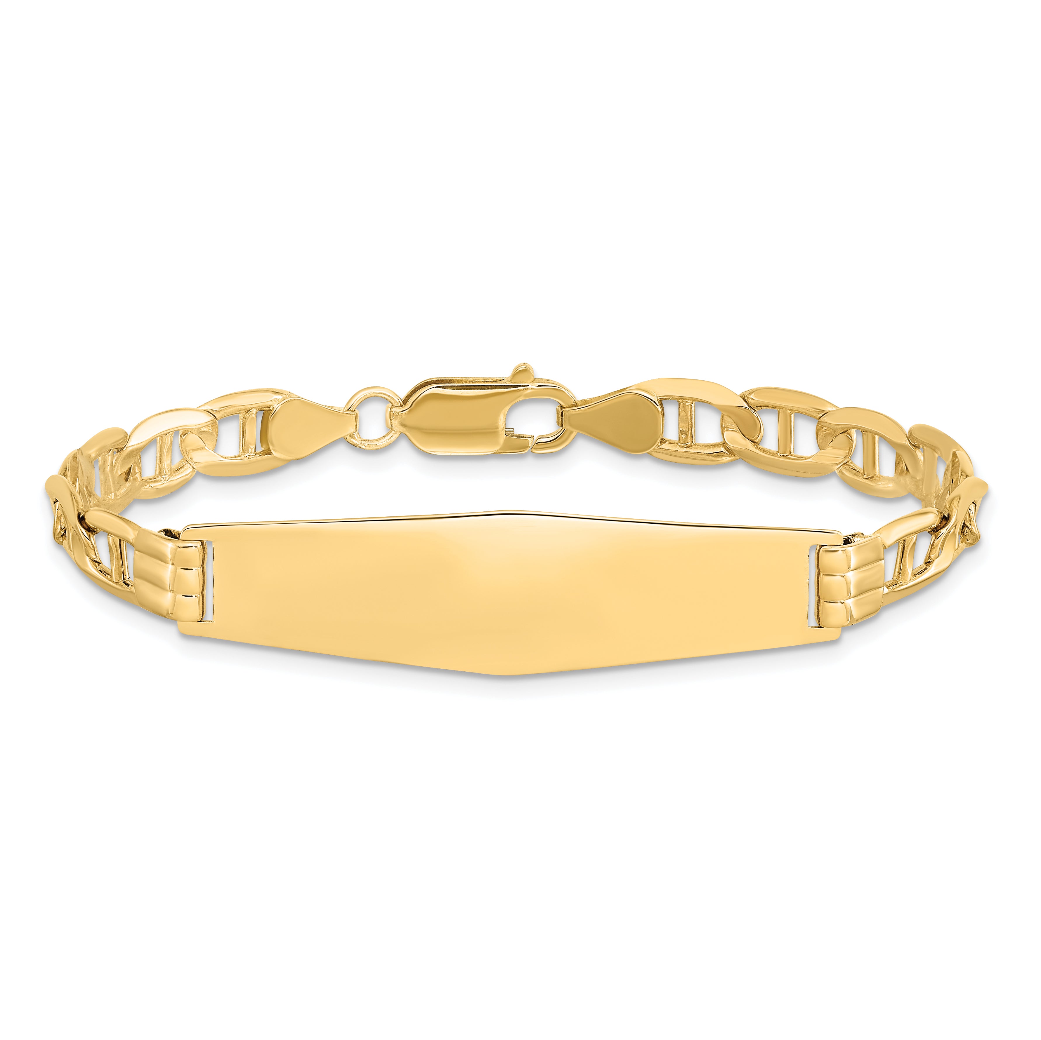 14k Anchor Link Soft Diamond Shape ID Bracelet