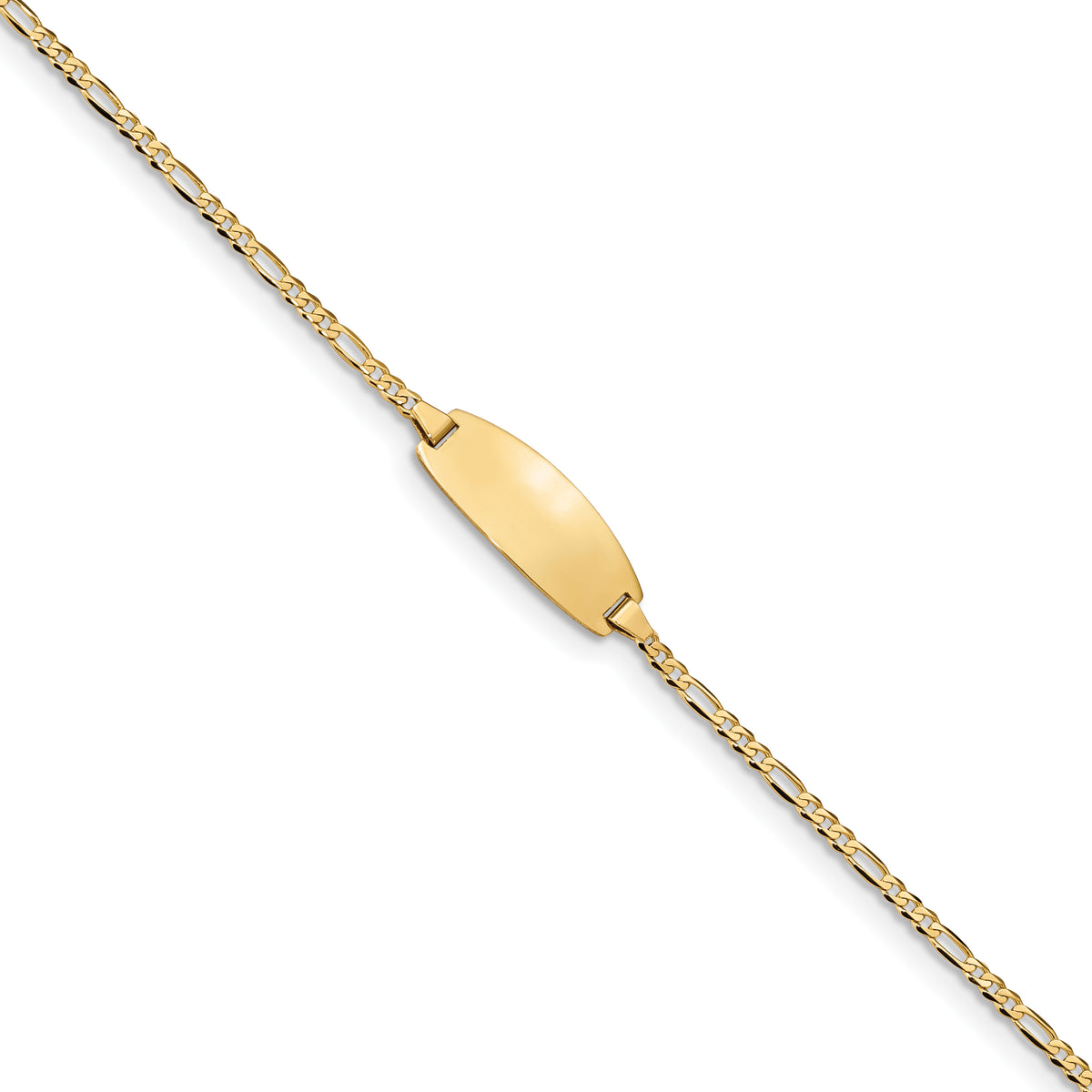 14k Oval Figaro ID Bracelet