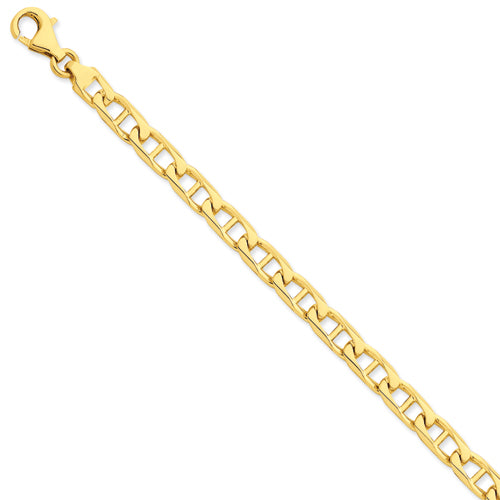 14K 6.9mm Hand-polished Anchor Link Bracelet