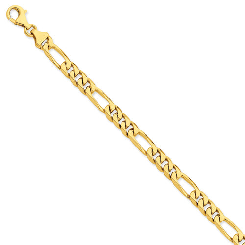 14K 7mm Hand-Polished Figaro Link Bracelet