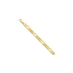 14K Yellow Gold 8mm Hand-polished Figaro Link Chain