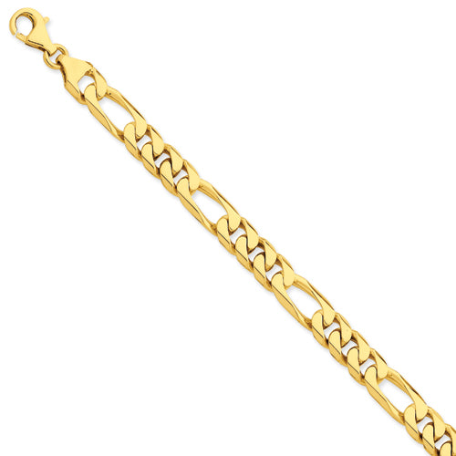 14K 8mm Hand-polished Figaro Link Bracelet