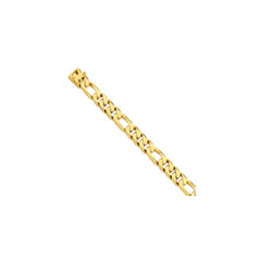 14K Yellow Gold 10mm Hand-Polished Figaro Link Chain