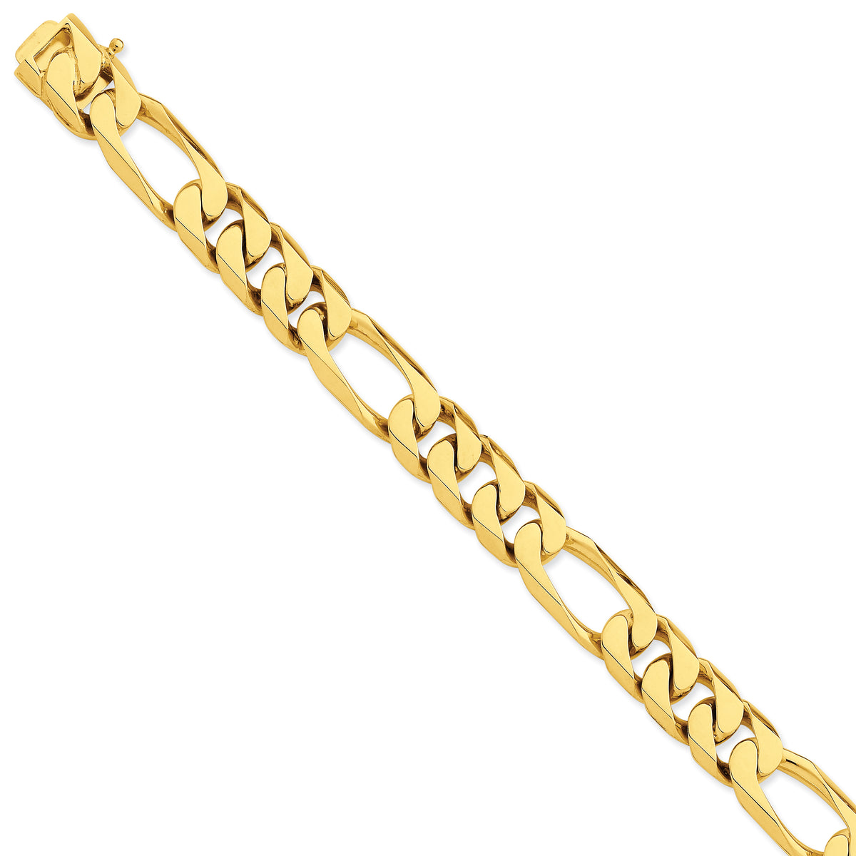 14K 13mm Hand-polished Figaro Link Bracelet