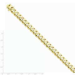 14K Yellow Gold 9.6mm Hand-polished Rounded Curb Link Chain