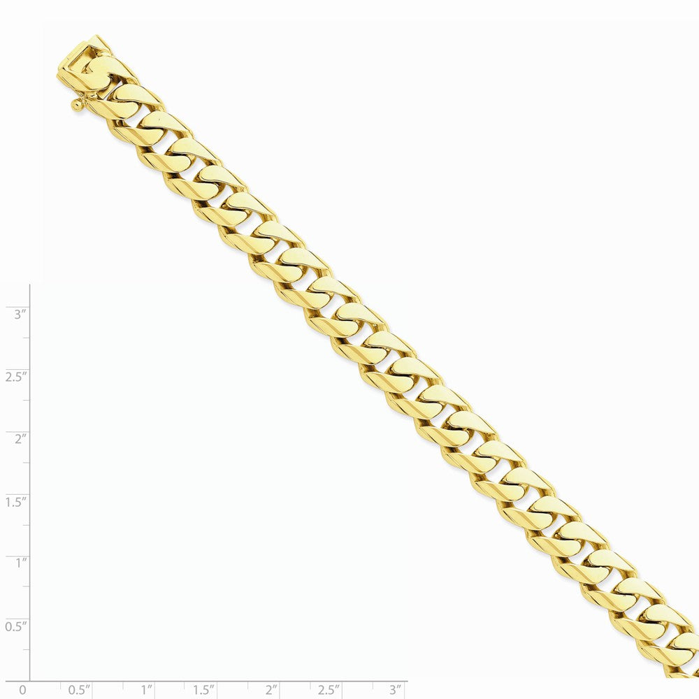 14K Yellow Gold 10.8mm Hand-polished Rounded Curb Link Chain