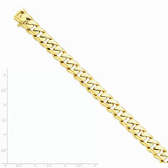 14K Yellow Gold 10.8mm Hand-polished Rounded Curb Link Chain