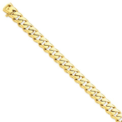 14K Yellow Gold 10.8mm Hand-polished Rounded Curb Link Chain