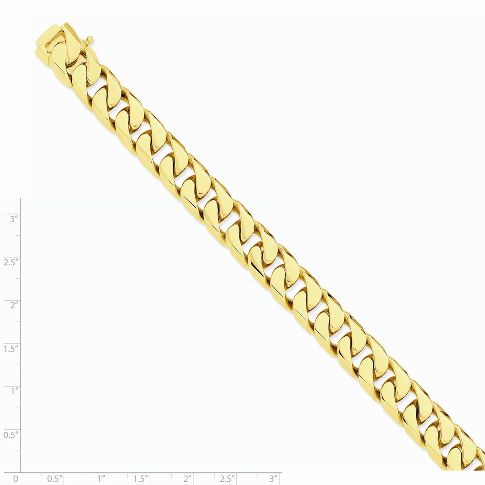 14K Yellow Gold 12mm Hand-polished Flat Beveled Curb Chain