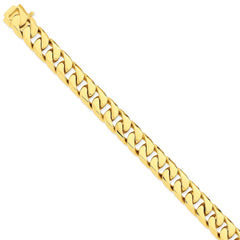 14K Yellow Gold 12mm Hand-polished Flat Beveled Curb Chain