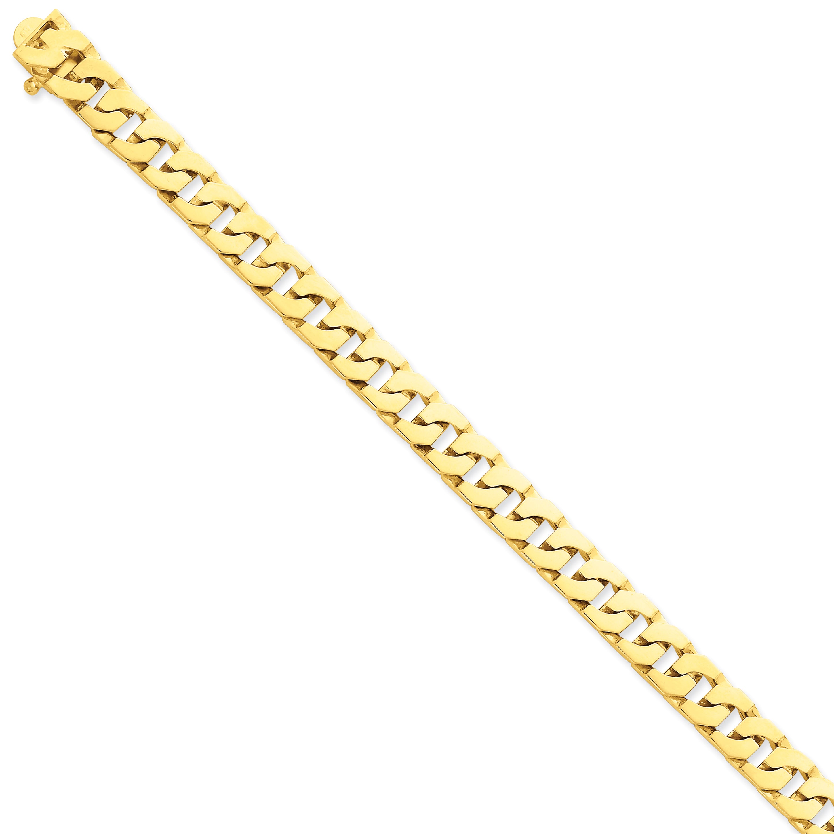 14K 9.4mm Hand-polished Fancy Link Bracelet