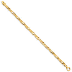 14K 7 inch 5.5mm Hand Polished Fancy Link with Fancy Lobster Clasp Bracelet