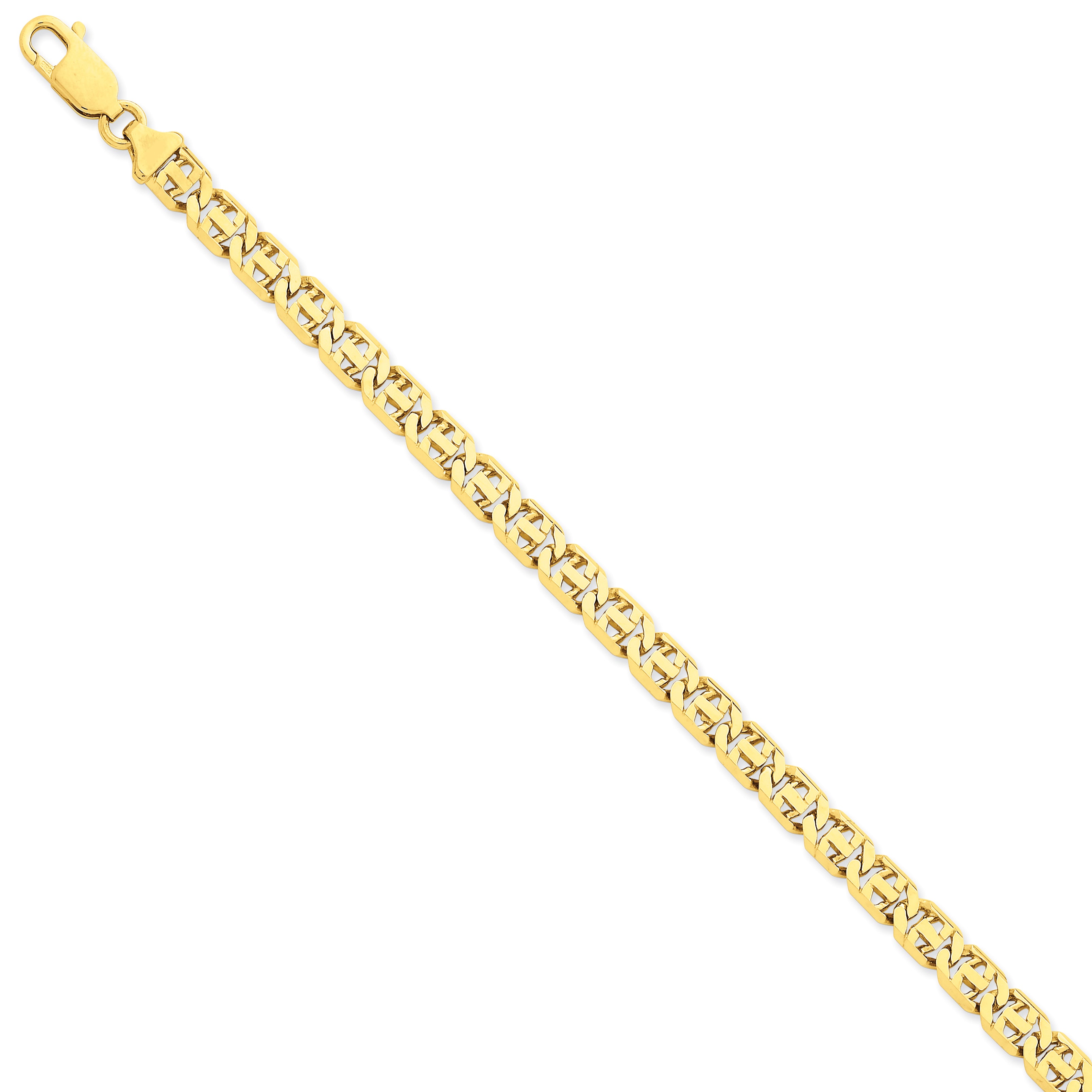 14K 6.75mm Hand-Polished Fancy Link Bracelet