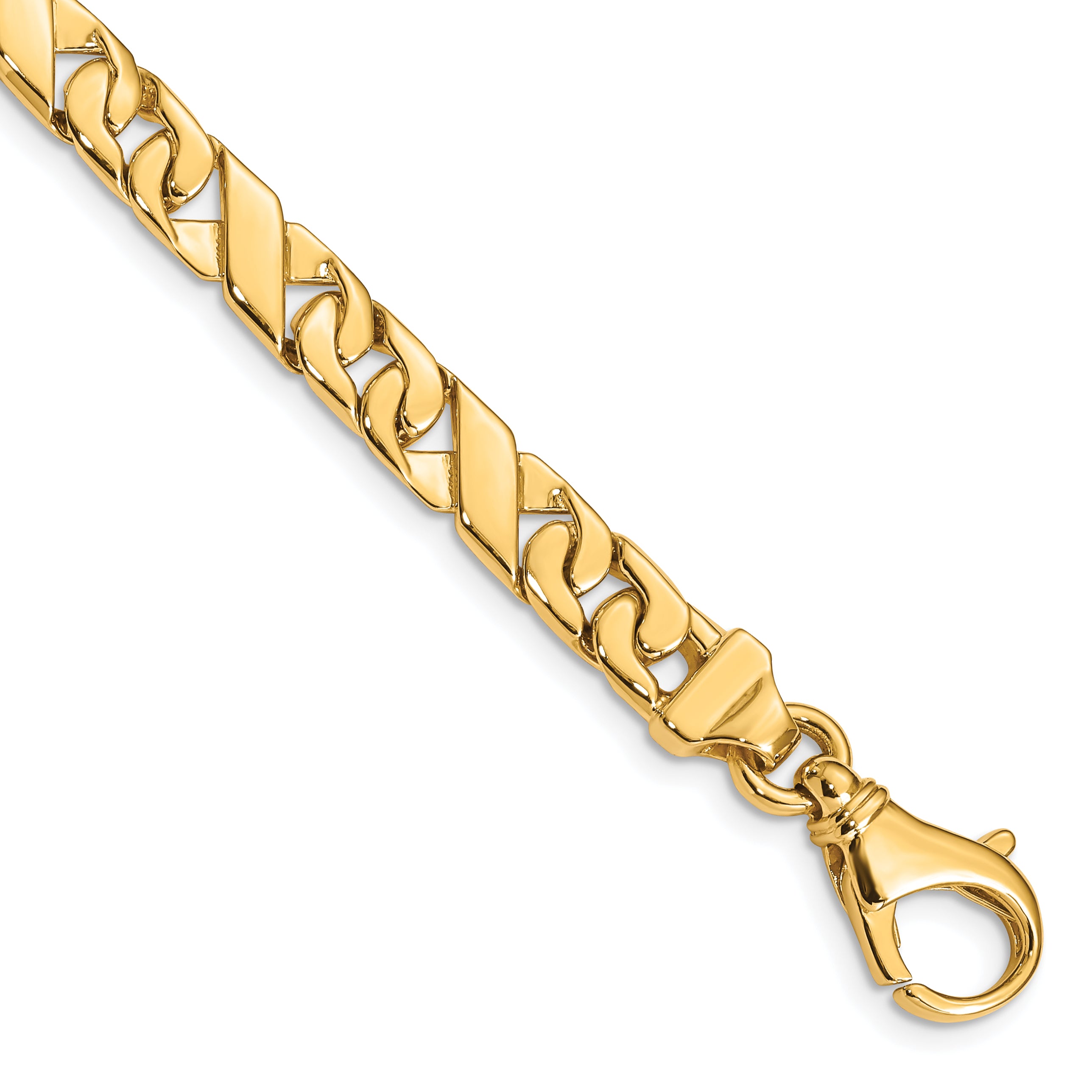 14K 24 inch 6.7mm Hand Polished Fancy Link with Fancy Lobster Clasp Chain