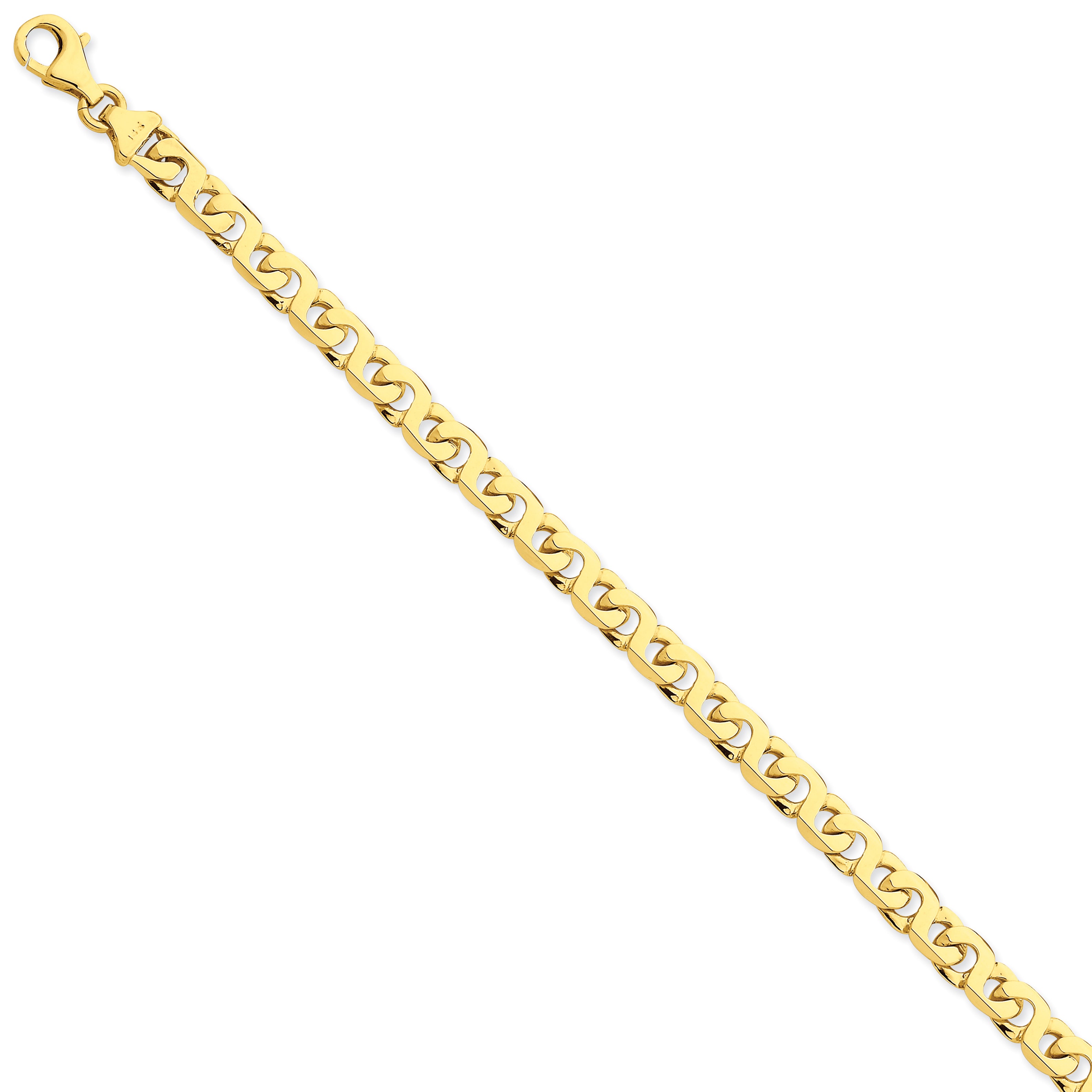 14K 6.2mm Hand-Polished Fancy Link Bracelet