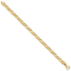 14K 7 inch 5.9mm Hand Polished Fancy Link with Fancy Lobster Clasp Bracelet