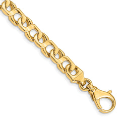 14K 24 inch 7.4mm Hand Polished Fancy Link with Fancy Lobster Clasp Chain