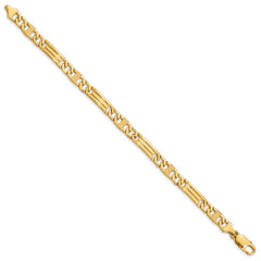 14K 8 inch 7mm Hand Polished Fancy Link with Lobster Clasp Bracelet